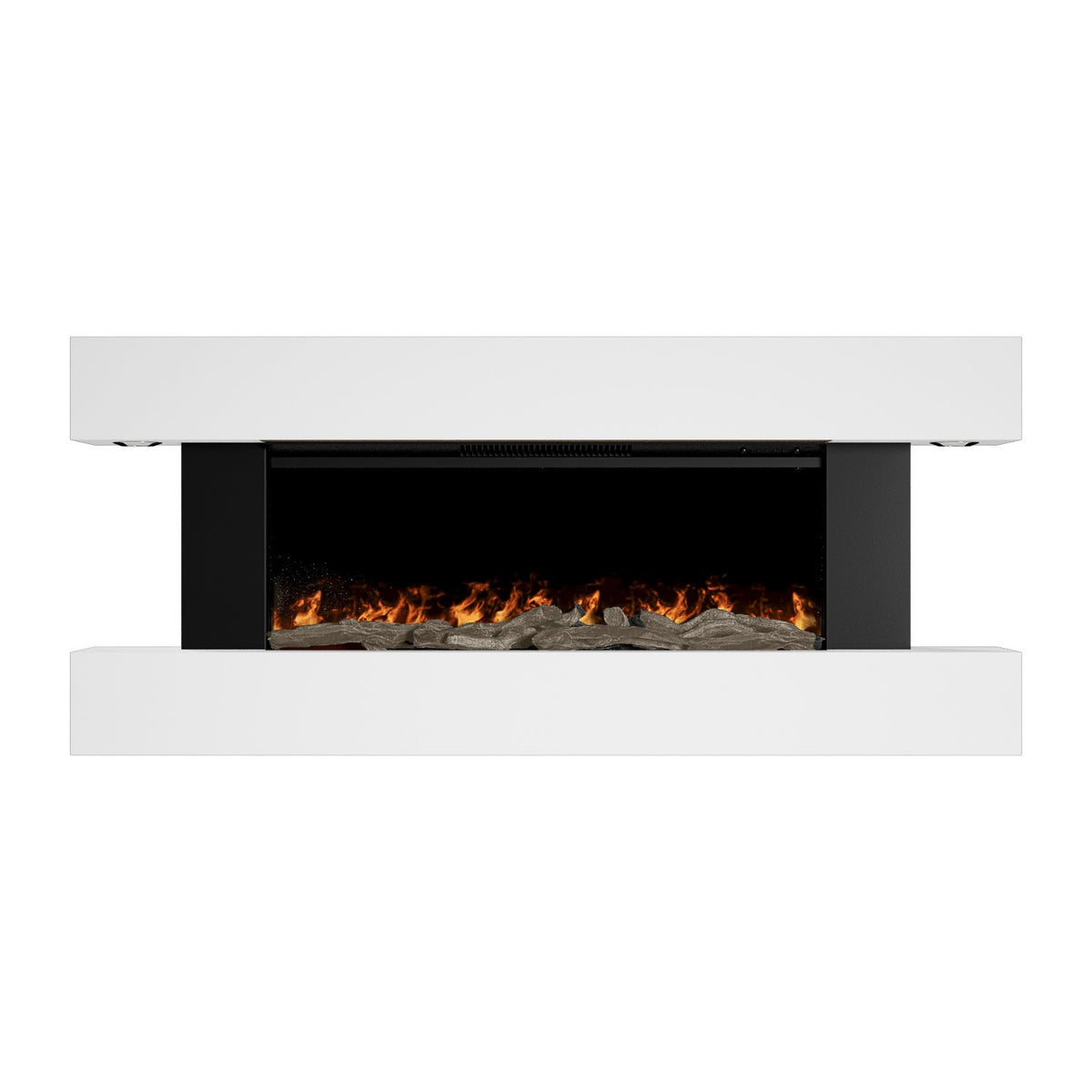 White Wall-Mounted Electric Smart Fire Place with Surround - 52 Inch - AmberGlo