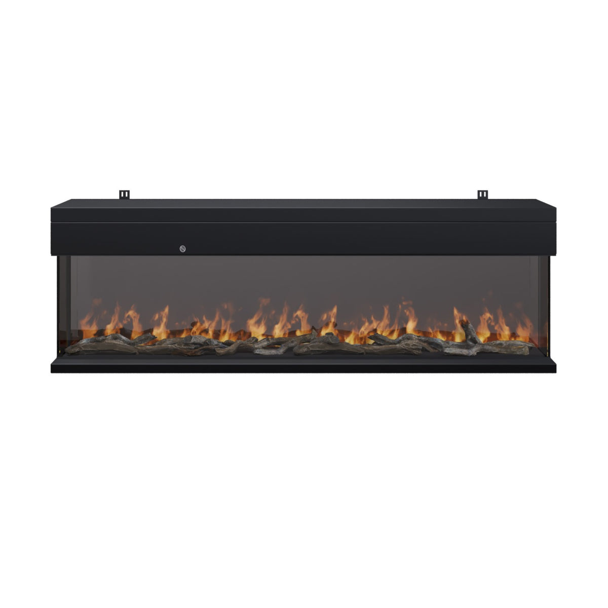 Black 3-Sided Inset Electric Media Wall Smart Fire Place - 60 Inch - AmberGlo
