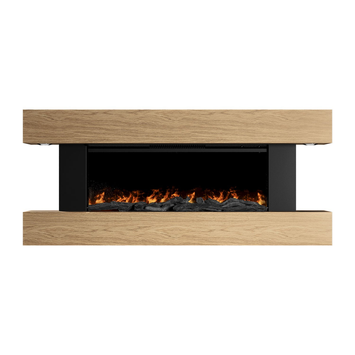 Oak Wall-Mounted Electric Smart Fire Place with Surround - 52 Inch - AmberGlo