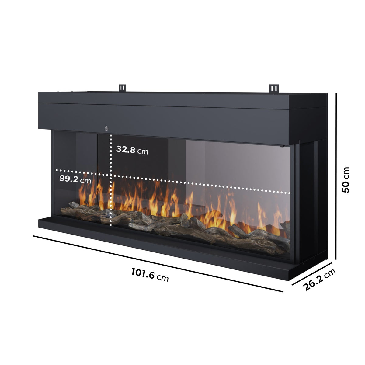Black 3-Sided Inset Electric Media Wall Smart Fire Place - 40 Inch - AmberGlo