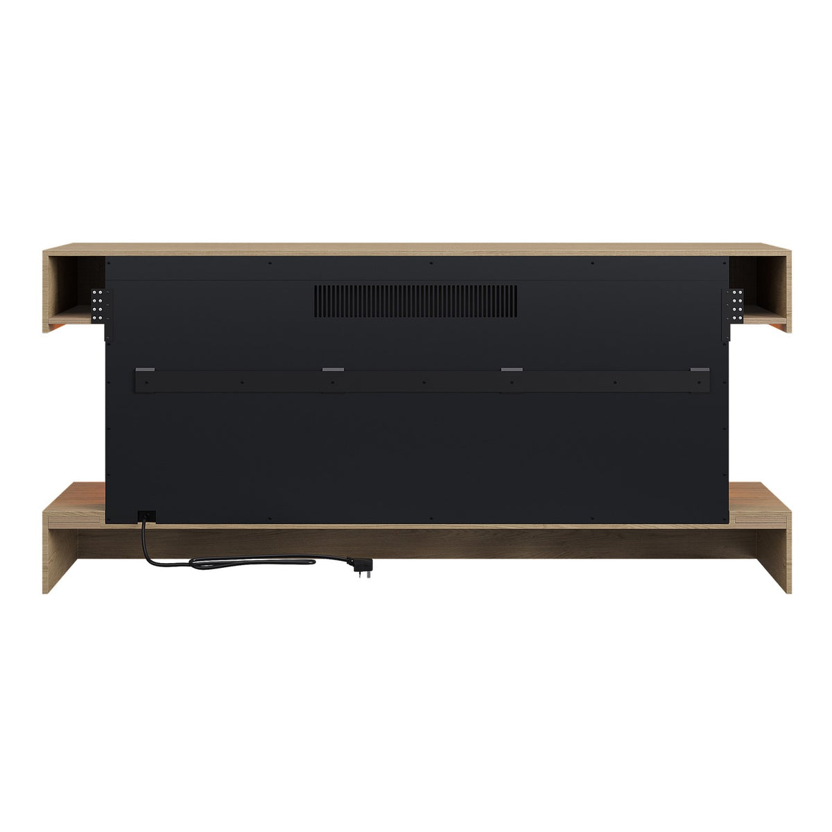 Oak Media Wall Mounted 3-Sided Electric Fireplace with Logs - 55 inch - AmberGlo