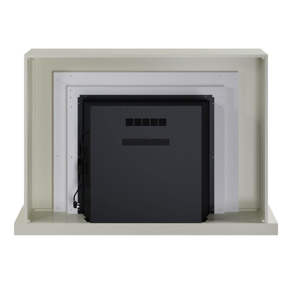 Cream Fire Surround and Electric Fire with Logs - AmberGlo