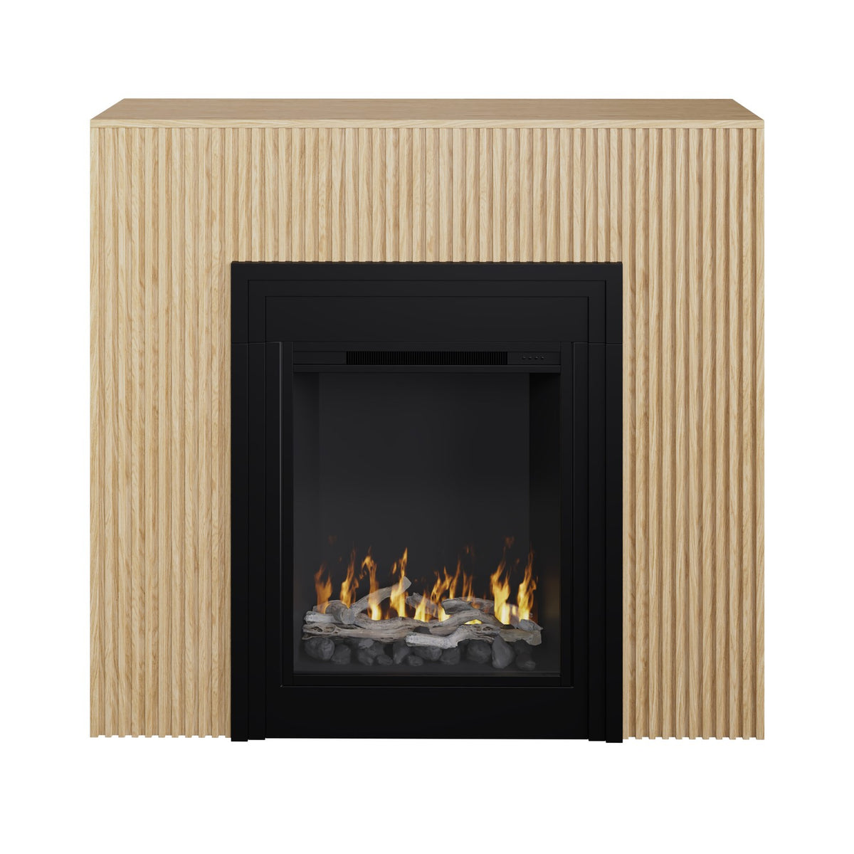 Freestanding Electric Fire with Oak Surround - AmberGlo