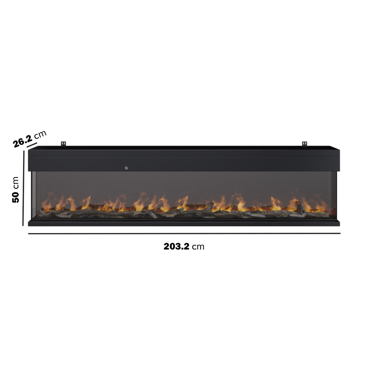 Black 3-Sided Inset Electric Media Wall Smart Fire Place - 80 Inch - AmberGlo