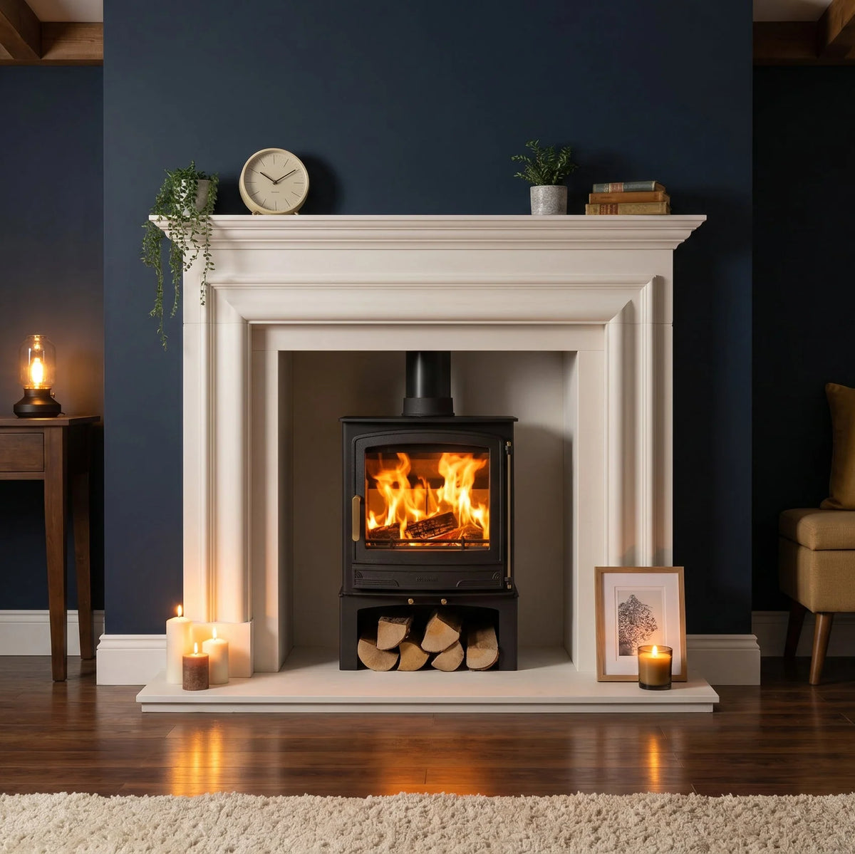 Mazona Warwick Widescreen 5kW Multifuel Woodburning Stove, With Log Store, Freestanding, Eco Design Approved, Defra Approved - photo 2