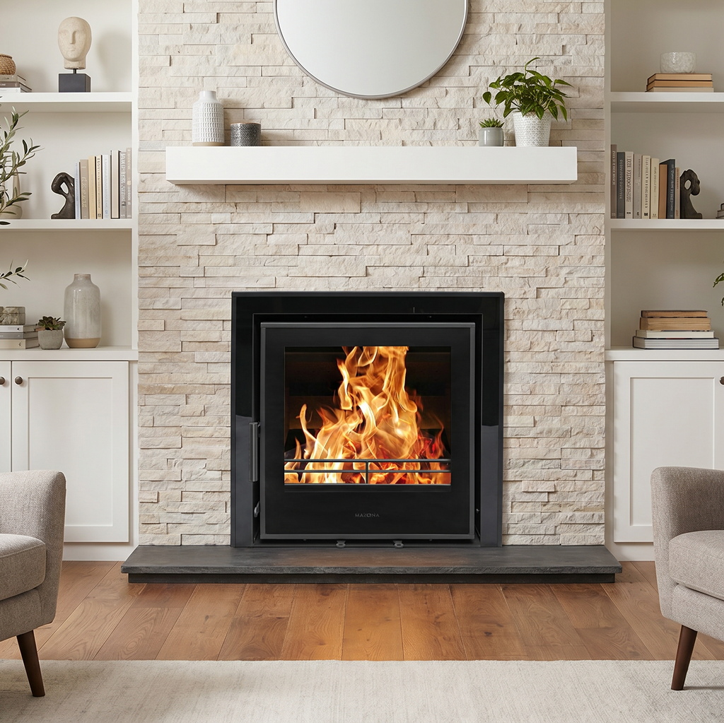Mazona Clovelly 550 6kW 3 Sided Glass Trim Stove, Multifuel, Woodburning, Cassette, Inset, Eco Design Approved, Defra Approved - photo 2