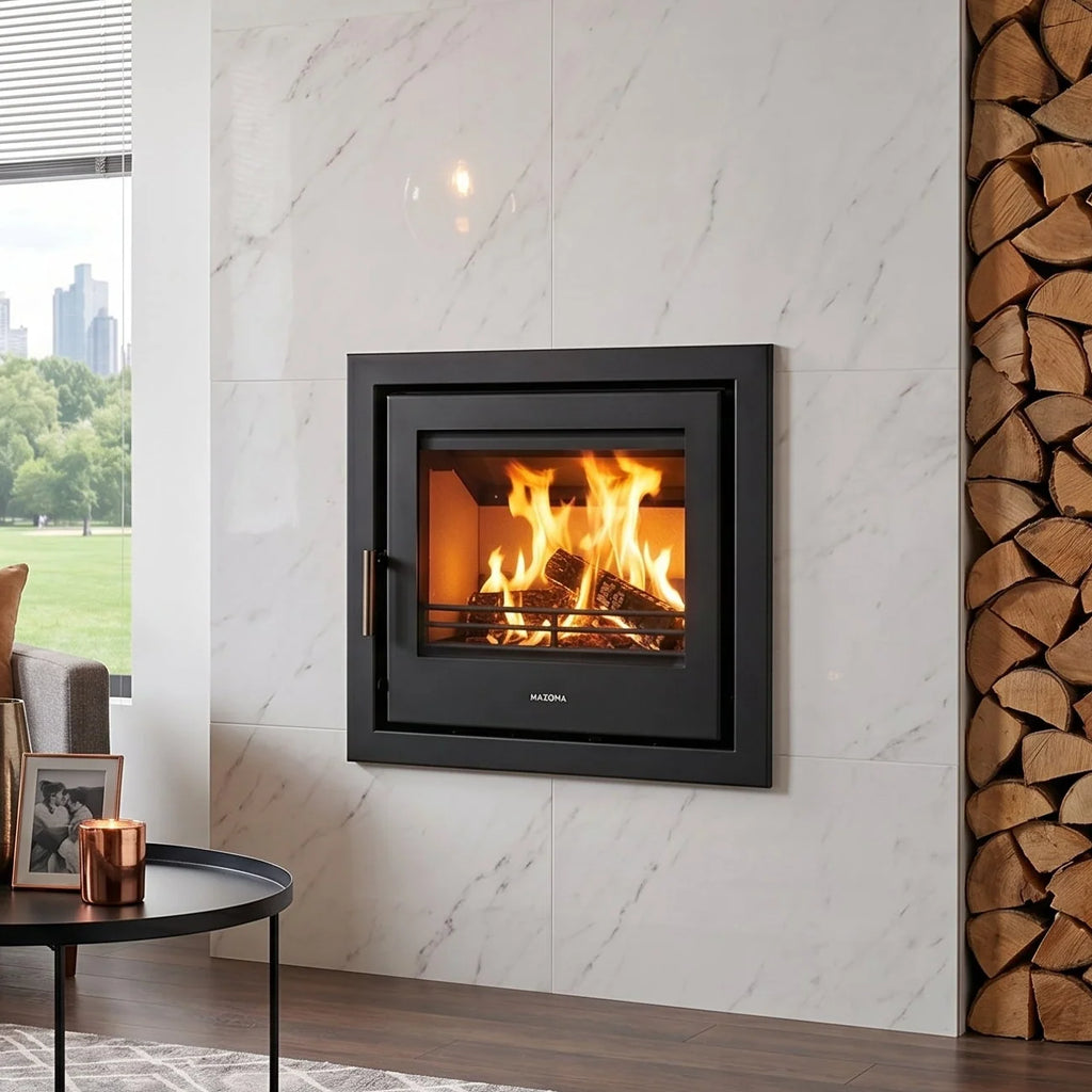 Mazona Clovelly 550 6kW Steel 4 Sided Trim Stove, Multifuel, Woodburning, Cassette, Inset, Eco Design Approved, Defra Approved