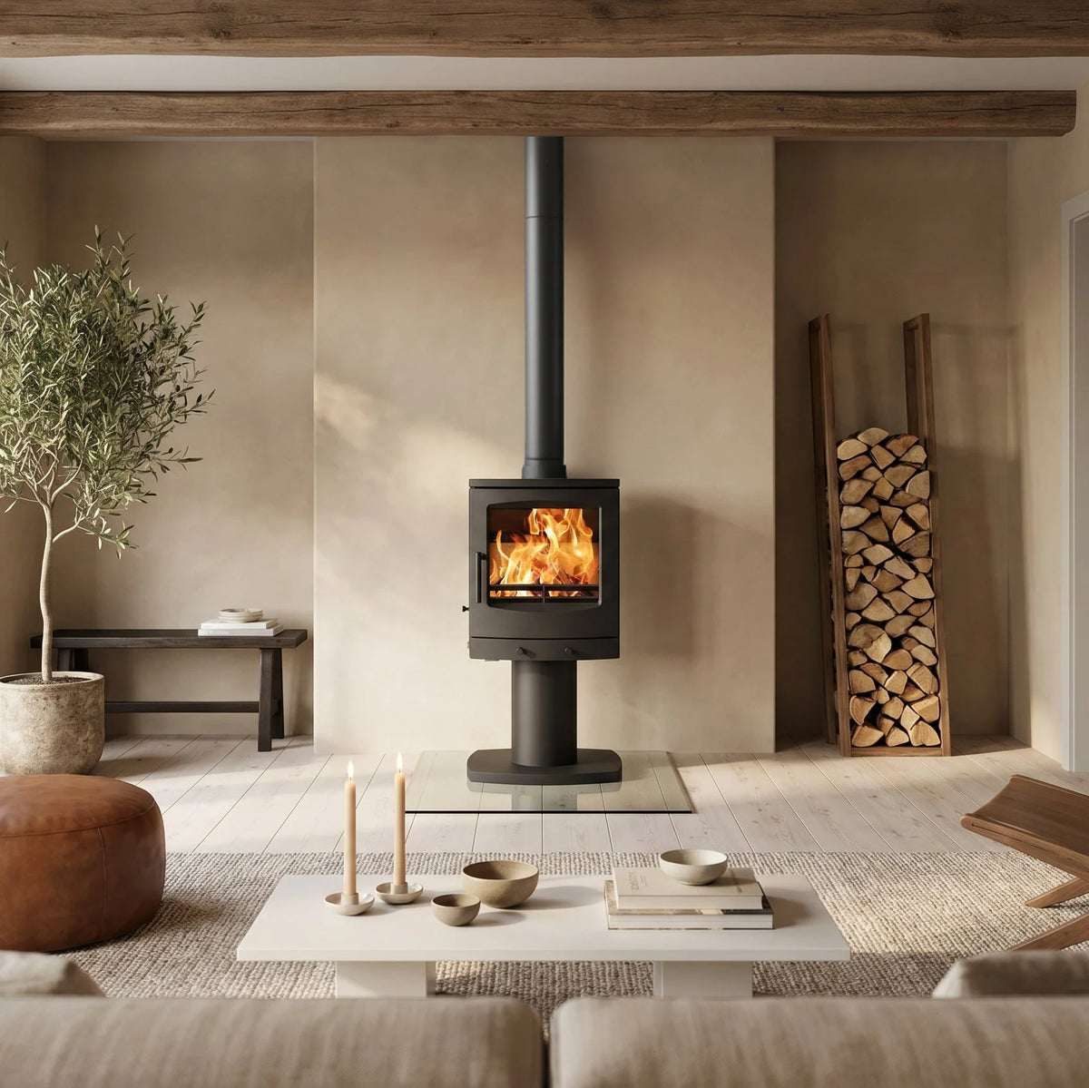 Mazona Eco Crewe 5kW Stove, Multifuel, Woodburning, Pedestal, Freestanding, Eco Design Approved, Defra Approved - photo 2