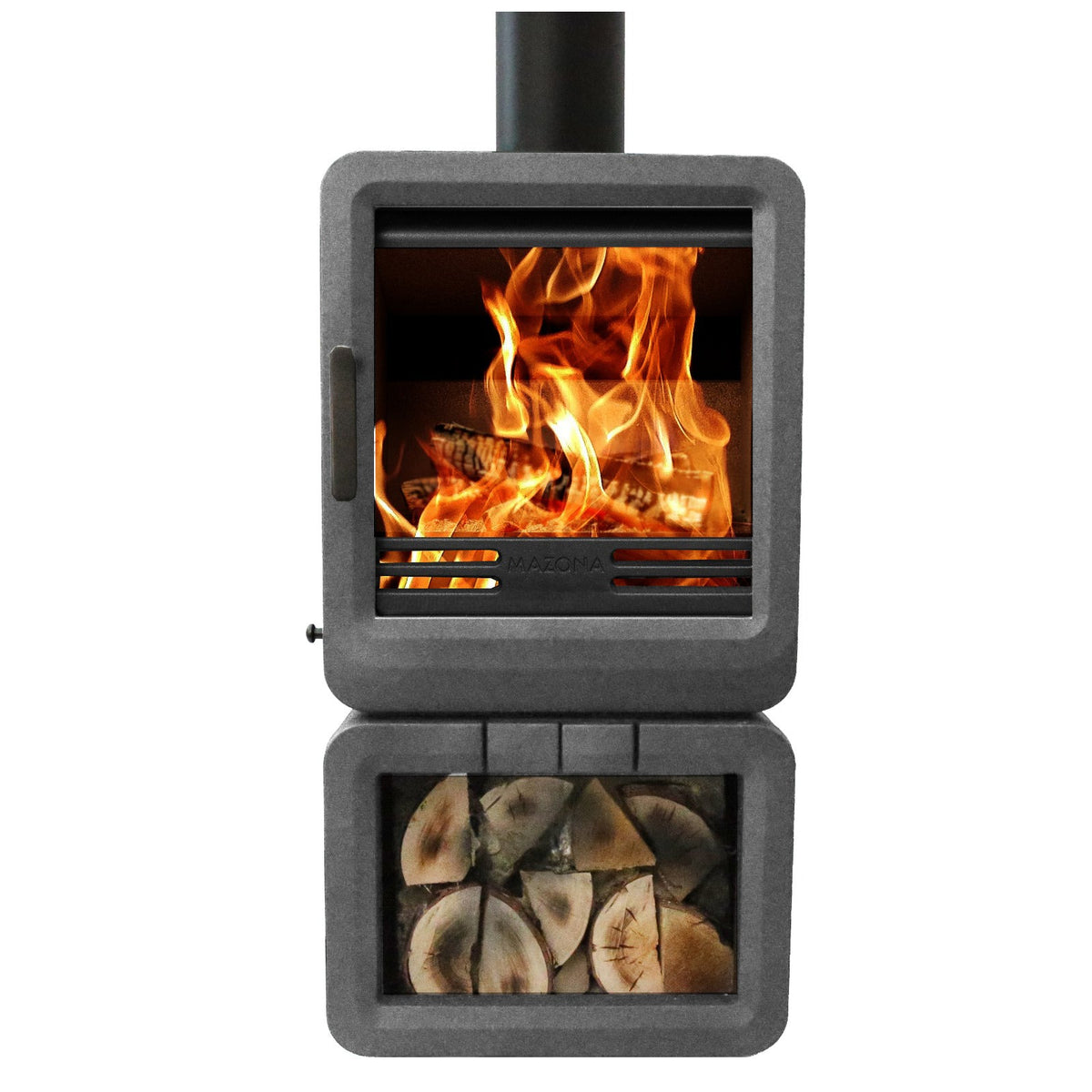 Mazona Heatwave Grey 5kW Multifuel Stove Log Store, Woodburning, Freestanding, Eco Design Approved, Defra Approved - photo 3
