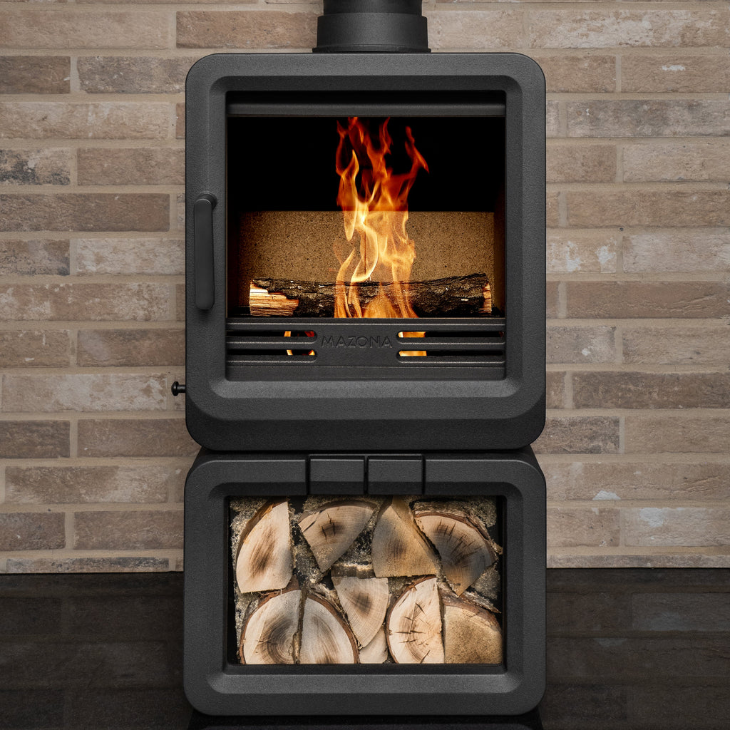 Mazona Heatwave Grey 5kW Multifuel Stove Log Store, Woodburning, Freestanding, Eco Design Approved, Defra Approved - photo 2