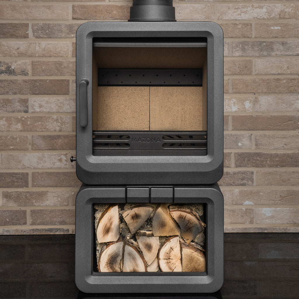 Mazona Heatwave Grey 5kW Multifuel Stove Log Store, Woodburning, Freestanding, Eco Design Approved, Defra Approved - photo 4