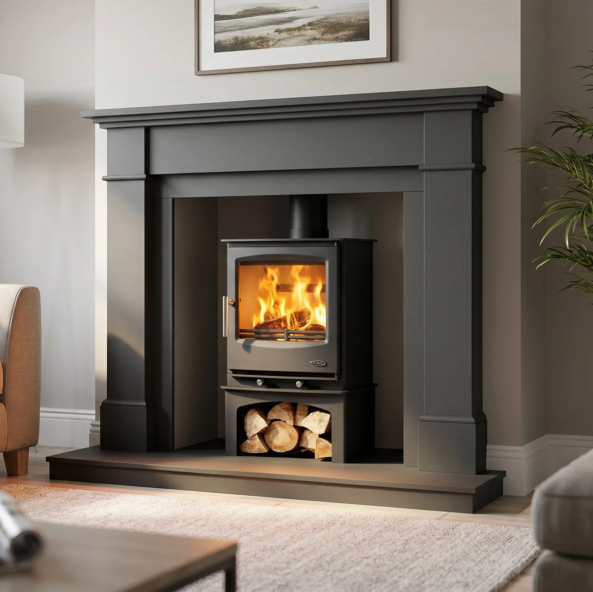Mazona Rye 5 kW Multifuel Woodburning Stove, With Log Store, Freestanding, Eco Design Approved, Defra Approved - photo 2