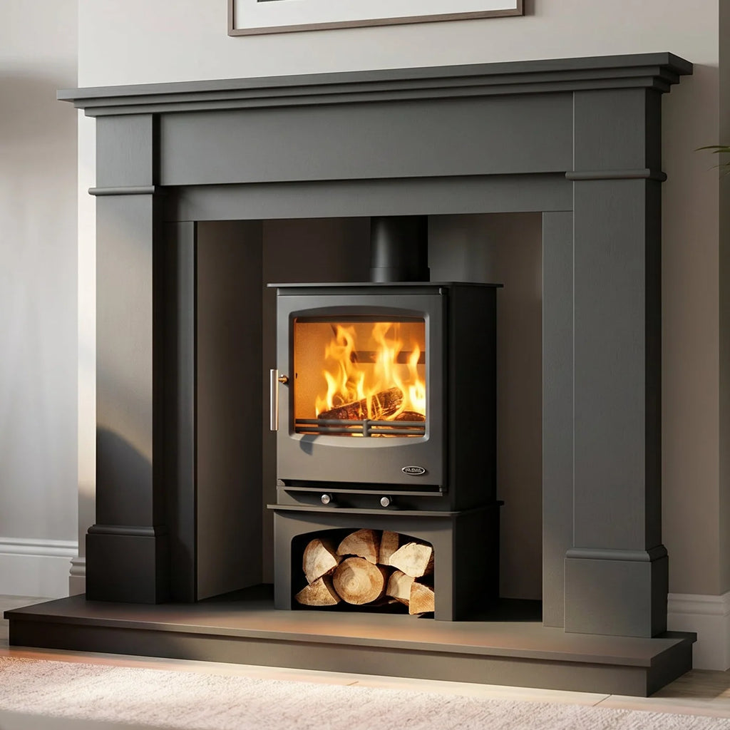 Mazona Rye 5 kW Multifuel Woodburning Stove, With Log Store, Freestanding, Eco Design Approved, Defra Approved
