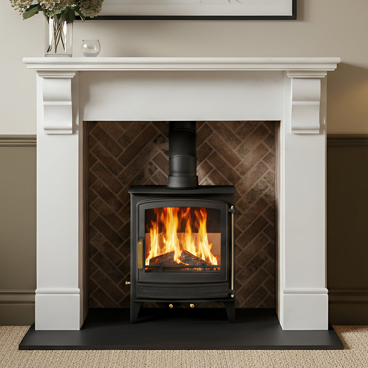 Mazona Warwick Widescreen 5kW Multifuel Woodburning Stove, Freestanding, Eco Design Approved, Defra Approved
