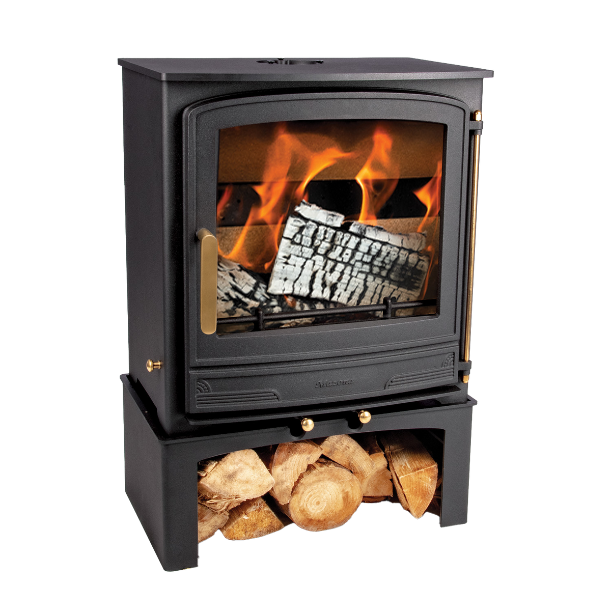 Mazona Warwick 8kW Multifuel Woodburning Stove, With Log Store, Freestanding, Eco Design Approved, Defra Approved - photo 3