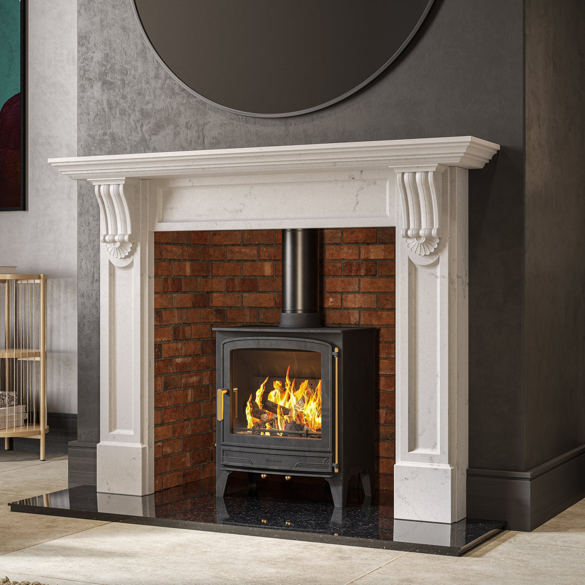 Mazona Warwick Widescreen 5kW Multifuel Woodburning Stove, Freestanding, Eco Design Approved, Defra Approved - photo 5