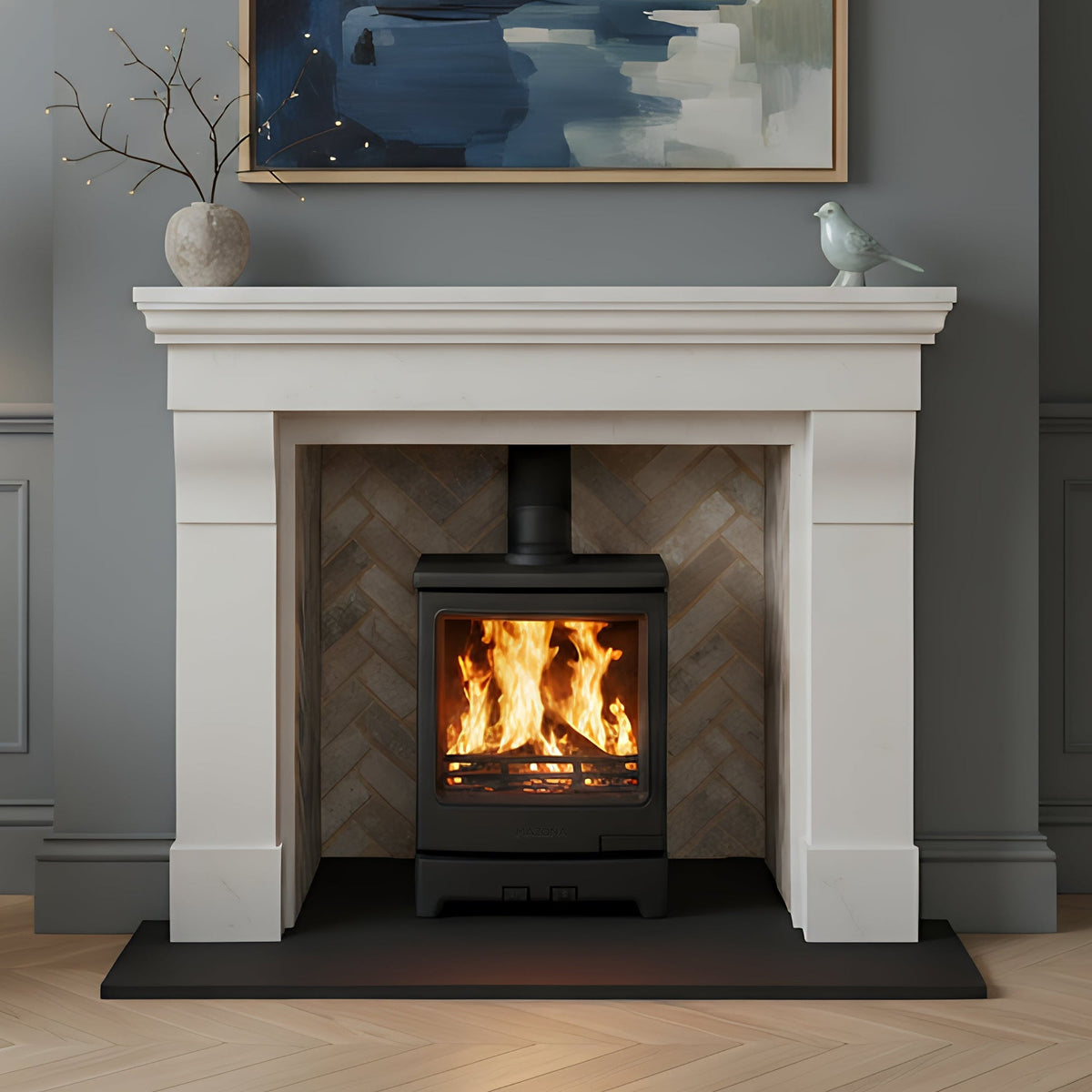 Mazona Kingsmere 5kW Multifuel Woodburning Stove Black Edition, Freestanding, Eco Design Approved, Defra Approved