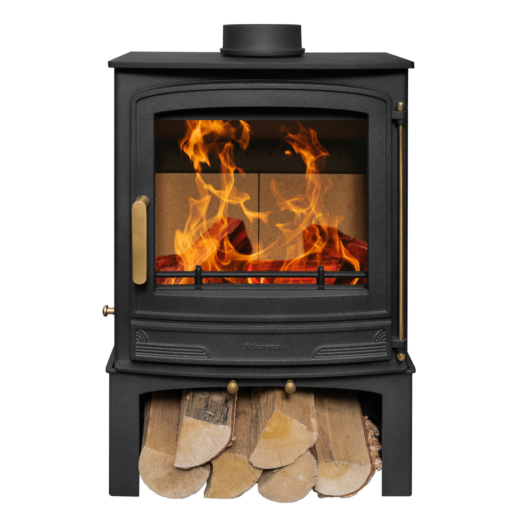 Mazona Warwick Widescreen 5kW Multifuel Woodburning Stove, With Log Store, Freestanding, Eco Design Approved, Defra Approved - photo 3