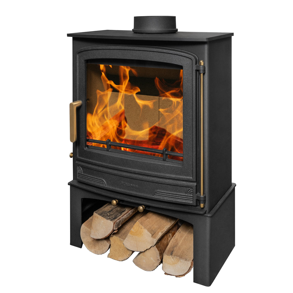 Mazona Warwick Widescreen 5kW Multifuel Woodburning Stove, With Log Store, Freestanding, Eco Design Approved, Defra Approved - photo 4