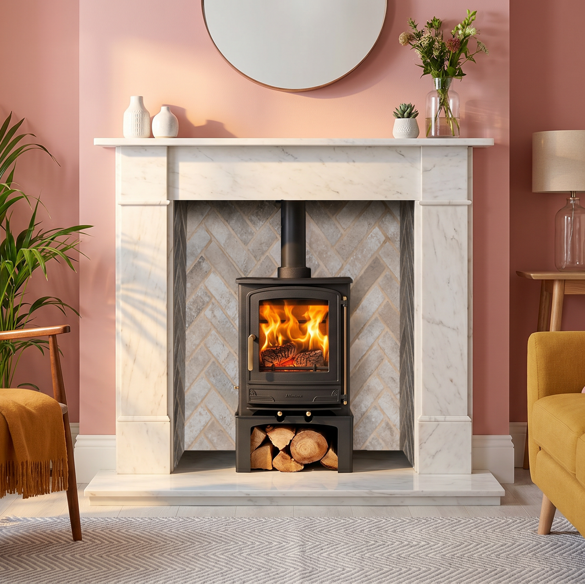 Mazona Warwick 5kW Multifuel Woodburning Stove, With Log Store, Freestanding, Eco Design Approved, Defra Approved - photo 2