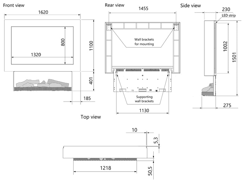 Kalfire E-55 Media Wall Electric Fire - image 3