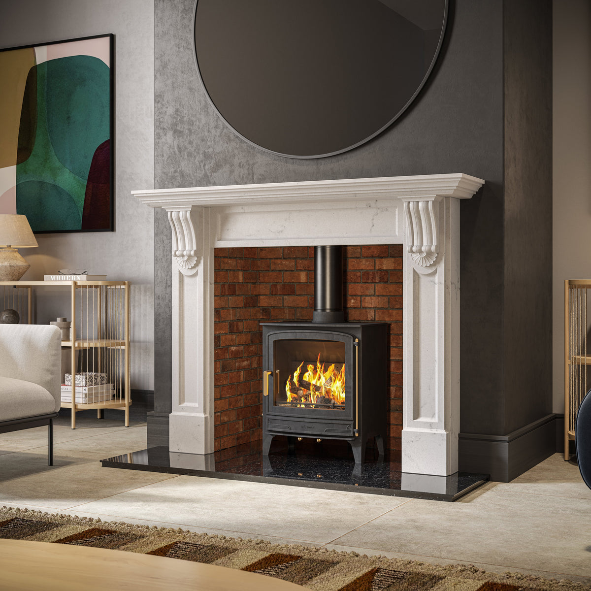 Mazona Warwick Widescreen 5kW Multifuel Woodburning Stove, Freestanding, Eco Design Approved, Defra Approved - photo 7